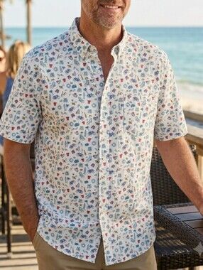 Southern Tide Intercoastal Go With The Float Mens Shirt Short Sleeve Button Up